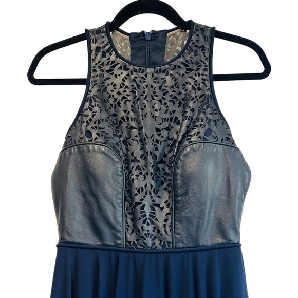 CATHERINE DEANE**Navy Leather Lace Midi Dress**US 6 $598 - Picture 3 of 8